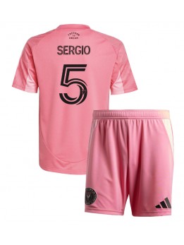 Billige Inter Miami Sergio Busquets #5 Hjemmedraktsett Barn 2025-26 Kortermet (+ Korte bukser)